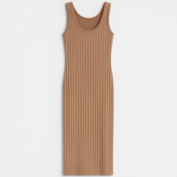 The Workshop Ribbed Knit Tank Dress – Light Khaki – Size Small - Picture 1 of 9